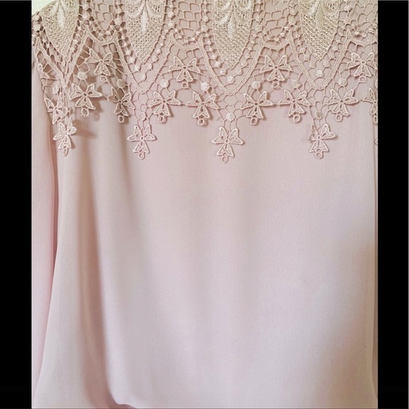 VTG mauve midi dress szS/M 70s In The Mood pleated secretary lace office vintage - Picture 7 of 10